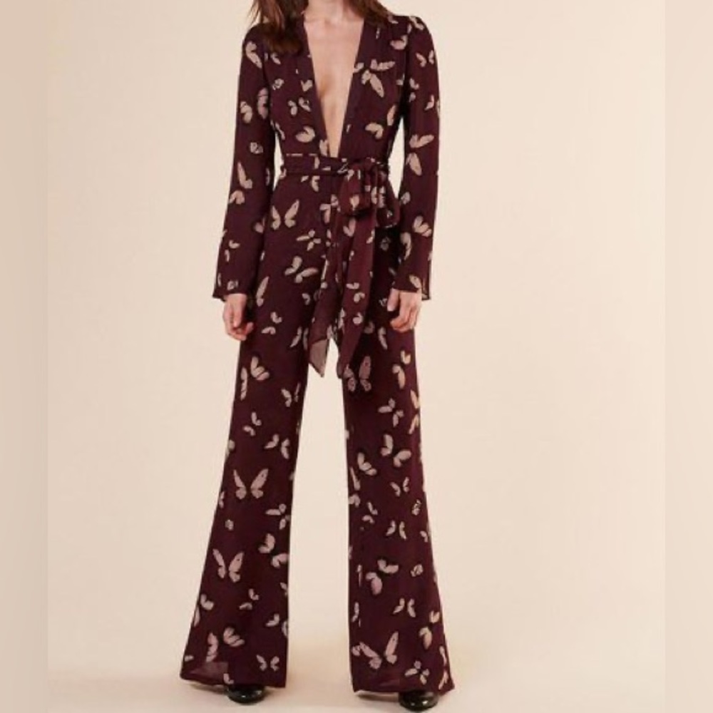 Rare Reformation Diane Jumpsuit in Butterfly print size 2